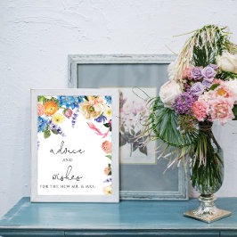 Elegante blauwe hortensia advies & wensen poster b