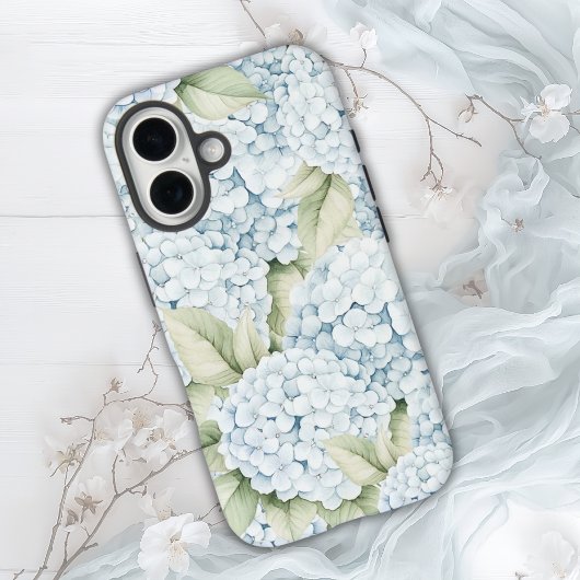 Elegante Blauwe Hortensia Aquarel  Case-Mate iPhone Case