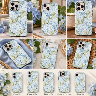 Elegante Blauwe Hortensia Aquarel iPhone 16 Hoesje