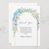 Elegante Blauwe Hortensia Bedankkaart (Voorkant / Achterkant)