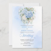 Elegante Blauwe Hortensia Bloem Bruilofts Uitnodig Kaart (Voorkant)