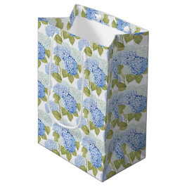 Elegante Blauwe Hortensia Bloemen Patroon Medium Cadeauzakje