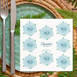 Elegante Blauwe Hortensia Bloemen Verjaardagsfeest Servet