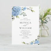 Elegante blauwe hortensia bloemenbruiloft alles in kaart (Staand voorkant)