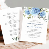 Elegante blauwe hortensia bloemenbruiloft alles in kaart