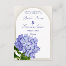Elegante Blauwe Hortensia Boog Trouwuitnodiging Kaart
