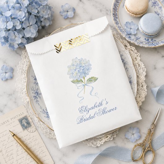 Elegante Blauwe Hortensia Bruidsdouche Bedankzakje