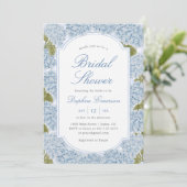 Elegante Blauwe Hortensia Bruidsdouche Kaart (Staand voorkant)