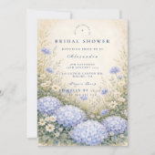 Elegante Blauwe Hortensia Bruidsdouche Kaart (Voorkant)