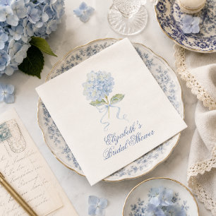 Elegante Blauwe Hortensia Bruidsdouche Servet