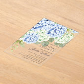 Elegante blauwe hortensia bruidsfeest uitnodiging (Laagn)