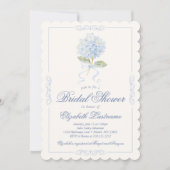 Elegante Blauwe Hortensia Bruidsfeest Uitnodiging (Voorkant)