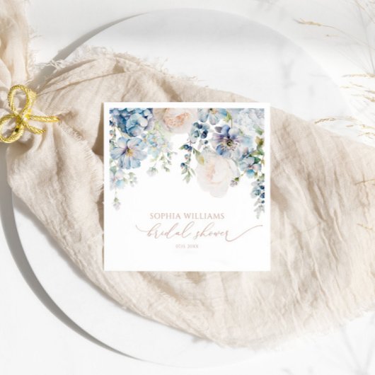 Elegante blauwe hortensia bruidsshower servetten