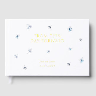 Elegante blauwe hortensia bruiloft gastenboek