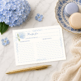 Elegante Blauwe Hortensia Bruiloftsreceptie Recept Informatiekaartje