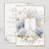 Elegante Blauwe Hortensia Budget Bruiloft Kaart (Voorkant / Achterkant)