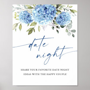 Elegante Blauwe Hortensia Datum Nacht Ideeën Trouw Poster