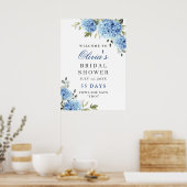 Elegante Blauwe Hortensia Eucalyptus Bruidsdouche Poster (Keuken)