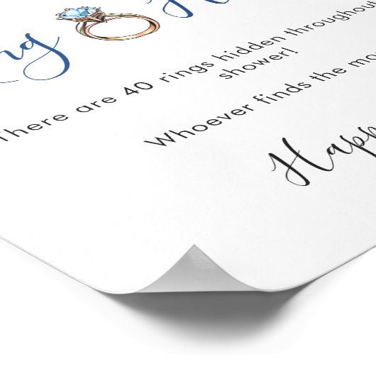 Elegante blauwe hortensia eucalyptus bruidsdouche poster (Hoek)