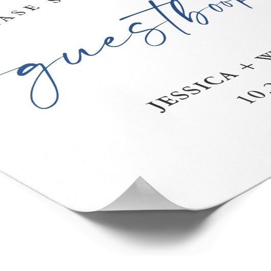 Elegante blauwe hortensia Eucalyptus Guestbook Sig Poster (Hoek)