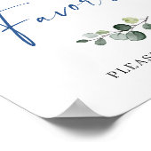 Elegante blauwe hortensia eucalyptus gunsten teken poster (Hoek)