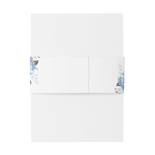 Elegante Blauwe Hortensia Eucalyptus Monogram Brui Uitnodigingen Wikkel (Achterkant Voorbeeld)