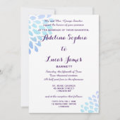 Elegante blauwe hortensia formele bruiloft uitnodi kaart (Voorkant)