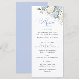 Elegante blauwe hortensia groen weddingmenu menu
