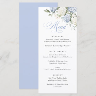 Elegante blauwe hortensia groen weddingmenu menu
