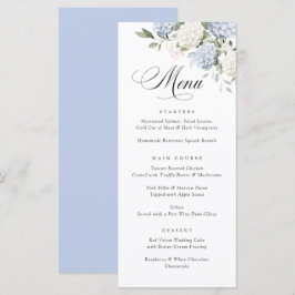 Elegante blauwe hortensia groen weddingmenu menu