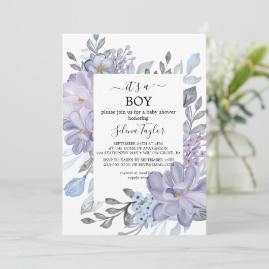 Elegante blauwe hortensia | Het is een Boy Baby sh Kaart (Staand voorkant)