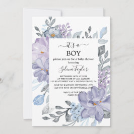 Elegante Blauwe Hortensia | Het is een Jongen Baby Kaart