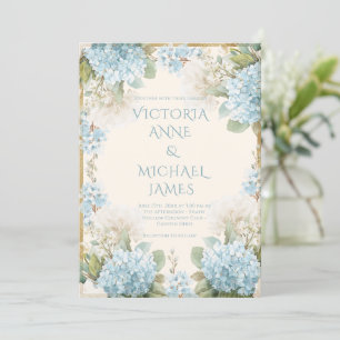 Elegante Blauwe Hortensia Huwelijk  Kaart