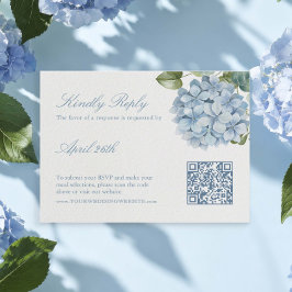 Elegante Blauwe Hortensia Huwelijks RSVP Kaartje