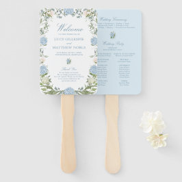 Elegante Blauwe Hortensia Huwelijksceremonie Progr Handwaaier