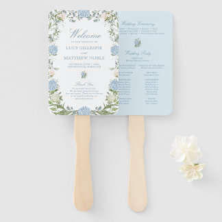 Elegante Blauwe Hortensia Huwelijksceremonie Progr Handwaaier