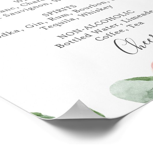 Elegante blauwe hortensia huwelijksdranken menu bo poster (Hoek)