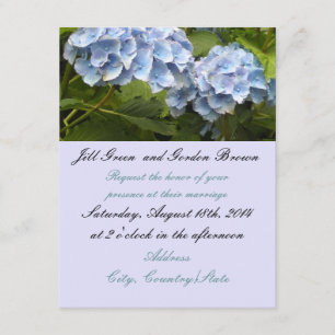 Elegante Blauwe Hortensia Huwelijksuitnodiging Kaart