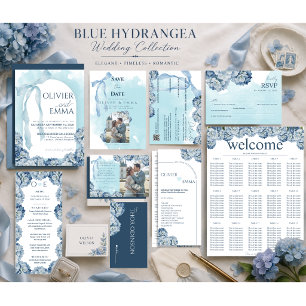 Elegante Blauwe Hortensia Huwelijkszitplaatskaart Poster
