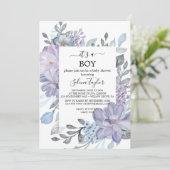 Elegante Blauwe Hortensia | It's a Jongen Baby Sho Kaart (Staand voorkant)