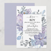 Elegante Blauwe Hortensia | It's a Jongen Baby Sho Kaart (Voorkant / Achterkant)