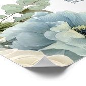 Elegante Blauwe Hortensia Ivoor Roos Bloemen Huwel Poster (Hoek)
