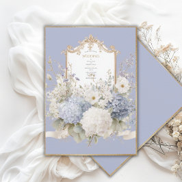 Elegante Blauwe Hortensia Lavendel Vintage Trouwda Kaart