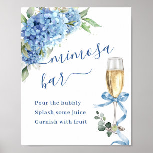 Elegante Blauwe Hortensia Mimosa Bar Weddin Poster