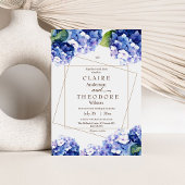 Elegante blauwe hortensia mooie bloemenbruiloft kaart