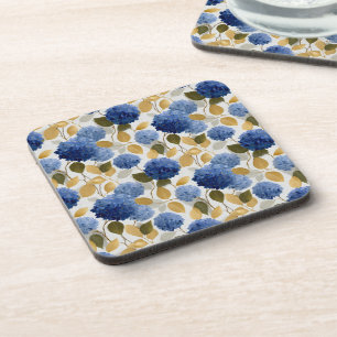 Elegante Blauwe Hortensia Naadloos Patroon Bier Onderzetter