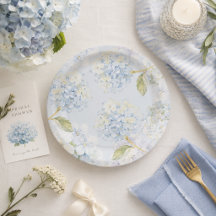 Elegante Blauwe Hortensia Papieren Borden
