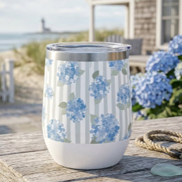 Elegante blauwe hortensia patroon grijze streep
