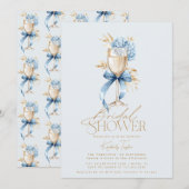 Elegante Blauwe Hortensia Prosecco Boog Bruidsfees Kaart (Voorkant / Achterkant)