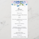 Elegante Blauwe Hortensia Rand Trouwpapier Menu (Voorkant)